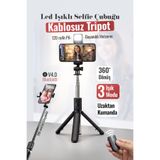 EN SİGA Led Işıklı Selfie Çubuğu Bluetooth Kumandalı Kablosuz Tripot Selfie Monopod Selfie Stick