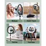 En Siga Ring Light 14 Inç Tiktok Youtuber Çekim Tripod Işıklı Telefon Tutucu Makyaj Işığı +2.1 mt Tripod