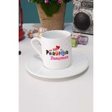En Tatlı Psikolojik Danışman Türk Kahvesi Fincanı Beyaz - 1 Adet - 70 ml