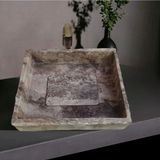 En Trend 11 Gümüş Traverten Gizli Giderli Tasarım Lavabo-166 - Gri