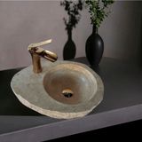 En Trend 11 Hale Traverten Batarya Çıkışlı Mini Kütük Lavabo-265 - Gri