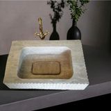 En Trend 11 Hale Traverten Gizli Giderli Lüks Lavabo-285 - Gri