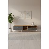 En Trend Mobilya Aura Tv Ünitesi 220CM Çam-Antrasit | 3 Çekmeceli Tv Sehpası | 2 Raflı