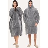 En Woman Wellsoft Giyilebilir Battaniye- Kışlık Kapüşonlu Oversize Tek Kişilik Unısex Tv Battaniyesi - 130 x 80 cm - Gri