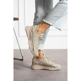 EN7 Bej Unisex Yıkanabilir Hava Alabilen Triko Spor Ayakkabı Sneaker Düz Taban Rahat Kullanım