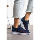 EN7 Lacivert Kırmızı Unisex Yıkanabilir Rahat Hava Alabilen Kokusuz Triko Spor Ayakkabı Sneaker 015 - Lacivert - Kırmızı