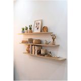 Enarts Premium MDF Raf Gizli Montajlı Meşe Renk Uçan Raf 15x100 cm 3 Adet Çok amaçlı Kitaplık Mutfak Banyo Salon Rafı