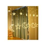 ENASHOP Dekoratif Süsleme Işığı Ay Yıldızlı Led Perde Süsleme Işığı 3 Metre 6 saçak Yılbaşı Doğum Günü Işık