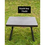 Enashop Piknik Masası Büyük Boy 75X50 Yükseklik 57CM Siyah