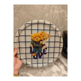 ENAVM Teddy bear ayı desenli pinterest model metal sunum ve kahve tepsisi 28 cm