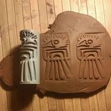 Enb Ceramic10 cm Doku Rulosu Aztec Icon Antik Desen Silindir Desen Oklavası Mühür Baskı Seramik ve Polimer Kil