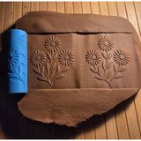 Enb Ceramic10 cm Papatya Seramik & Polimer Kil Doku Rulosu Desen Oklavası