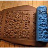 Enb Ceramic12 cm Çiçekler Seramik-Polimer Kil Doku Rulosu Desen Oklavası - 1 Adet