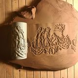Enb Ceramic9 cm Iskandinav Doku Rulosu Antik Desen Silindir Desen Oklavası Seramik ve Polimer Kil-Iskandinav - 1