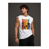 Enb1r Moda Erkek Siyah Sıfır Kol Atlet Surf Baskılı Bisiklet Yaka Yazlık Spor Günlük Streetwear