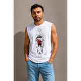 ENB1R MODA Erkek Tavşan Baskılı Sıfır Kol Tişört Regular Fit Bisiklet Yaka Yazlık Günlük Pamuklu Atlet T-shirt