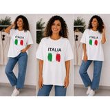 Enb1r Moda Italıa Bayrak Renkleri Temalı Baskılı Oversize Beyaz Unisex Premium Basic T-Shirt