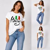 Enb1r Moda Italy Yazılı Italyan Bayrak Renkleri Baskılı Unisex Beyaz Premium Basic T-Shirt