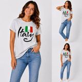 Enb1r Moda Italy Yazılı Italyan Bayrak Renkleri Baskılı Unisex Gri Premium Basic T-Shirt - XL
