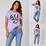 Enb1r Moda Italy Yazılı Italyan Bayrak Renkleri Baskılı Unisex Lila Premium Basic T-Shirt - Mor