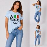 Enb1r Moda Italy Yazılı Italyan Bayrak Renkleri Baskılı Unisex Mavi Premium Basic T-Shirt