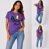 Enb1r Moda Italy Yazılı Italyan Bayrak Renkleri Baskılı Unisex Mor Premium Basic T-Shirt