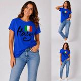 Enb1r Moda Italy Yazılı Italyan Bayrak Renkleri Baskılı Unisex Saks Mavi Premium Basic T-Shirt - XL