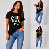 Enb1r Moda Italy Yazılı Italyan Bayrak Renkleri Baskılı Unisex Siyah Premium Basic T-Shirt