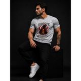Enb1r Moda Türkiye Taraftar Tişörtü Unisex Ay Yıldız Bozkurt Baskı Detaylı Bej Premium T-Shirt - Gri