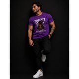 Enb1r Moda Türkiye Taraftar Tişörtü Unisex Ay Yıldız Bozkurt Baskı Detaylı Bej Premium T-Shirt - Mor - XL