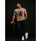 Enb1r Moda Türkiye Taraftar Tişörtü Unisex Ay Yıldız Bozkurt Baskı Detaylı Bej Premium T-Shirt