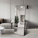 Enc Home 180X60 Siyah Metal Çerçeveli Oval Dikdörtgen Boy Aynası Ayaklı Tasarım