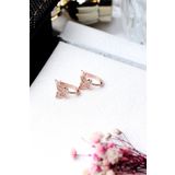ENCİLİ SİLVER 925 Ayar Gümüş Taşlı Kelebek Model Rose Renk Çocuk J Küpe