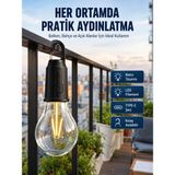 ENCO Mey Ithalat® Şarjlı Dekoratif Kamp Lambası Askılı Ampul LED Işık Type-C Girişli - Renkli