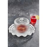 Enco Store Akrilik Barok Beyaz Renk Kek Fanus & Kek Saklama Kabı & Şık Sunum Organizeri 26 cm - Çok Renkli