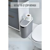 Enco Store Gri Kapaklı Wc Kağıtlıklı Çöp Kovası & Ofis Çöp Kovası 10 Lt - Çok Renkli