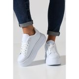 Encool Kadın Beyaz Kalın Taban Günlük Rahat Spor Ayakkabı | Yumuşak Tabanlı, Rahat ve Şık Sneaker Modeli