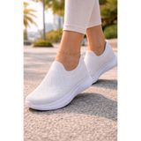 Encool Kadın Beyaz Sneaker | Hafif, Nefes Alabilen Triko Bez Ayakkabı – Günlük Spor & Yürüyüş Ayakkabısı