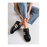 Encool Kadın Siyah Beyaz Sneaker Spor Ayakkabı – Retro Stil, Çizgili Tasarım, Günlük Rahat, Bağcıklı Casual Model