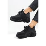 Encool Şık Siyah Kadın Spor Ayakkabı| Kalın Platform Tabanlı Rahat Sneaker, Günlük ve Spor Kombinlere Uygun