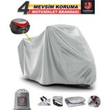 Encover Yamaha X-Max 250 Iron Max Branda (Arka Çanta Uyumlu) Motosiket Brandası (Gri Renk) Motor Örtüsü Çadır Su Geçirmez Motosiklet Kılıfı Motor Brandası - Gri- Arka Çanta UYUMLU