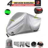 Encover Yamaha X-Max 300 Iron Max Reflektörlü Gri (Arka Çanta Uyumlu) Motosiklet Brandası,motor Branda Motor Örtüsü (Güvenlik Kilidi ve Bağlantı Tokalı) - Gri - Reflektörlü Çanta UYUMLU