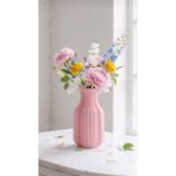 END Design 3DBaskı Ribbed Dekoratif Bioplastik Vazo – Minimalist Tasarım, Modern İç Mekan Objesi Toz Pembe (Çiçekler Dahil Değildir)