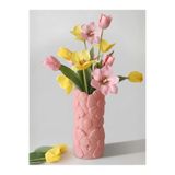 END Design Daisy Rölyef Bioplastik Modern Dekoratif Vazo – 20 cm Tasarım Obje Pembe (Çiçekler Dahil Değildir)