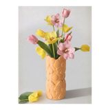 END Design Daisy Rölyef Bioplastik Modern Dekoratif Vazo – 20 cm Tasarım Obje Somon Turuncu (Çiçekler Dahil Değildir)