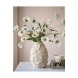 END Design Flora Relief Kabartmalı Bioplastik Vazo 20cm – 3D Çiçek Motifli Lüks Tasarım Obje, Modern Minimalist Ev Aksesuarı Krem/Bej (Çiçekler Dahil Değildir)