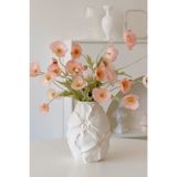 END Design Flora Relief Kabartmalı Bioplastik Vazo – 3D Çiçek Motifli Lüks Tasarım Obje, Modern Minimalist Ev Aksesuarı Mat Beyaz (Çiçekler Dahil Değildir)