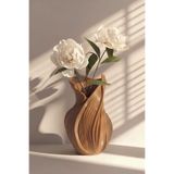 END Design Lavin Spiral Bioplastik Modern Dekoratif Vazo – 21 cm Lüks Tasarım Obje - Karamel (Çiçekler Dahil Değildir)