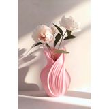 END Design Lavin Spiral Bioplastik Modern Dekoratif Vazo – 21 cm Lüks Tasarım Obje - Pembe (Çiçekler Dahil Değildir)