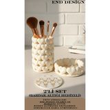 End Design Studio Kalpli Organizer | Makyaj Fırçalık & Kalemlik | Dekoratif Masa Düzenleyici - Bej